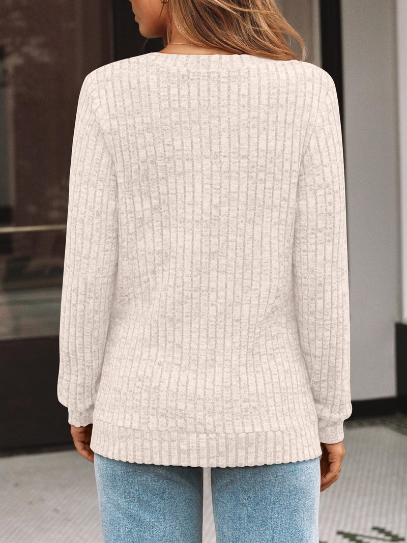 AUTOMET Womens V Neck Long Sleeve Shirt Fall Fashion Tops Tunic Dressy Casual Sweater Clothes Cute Trendy Work Outfits 2026 Apricot L - Image 4