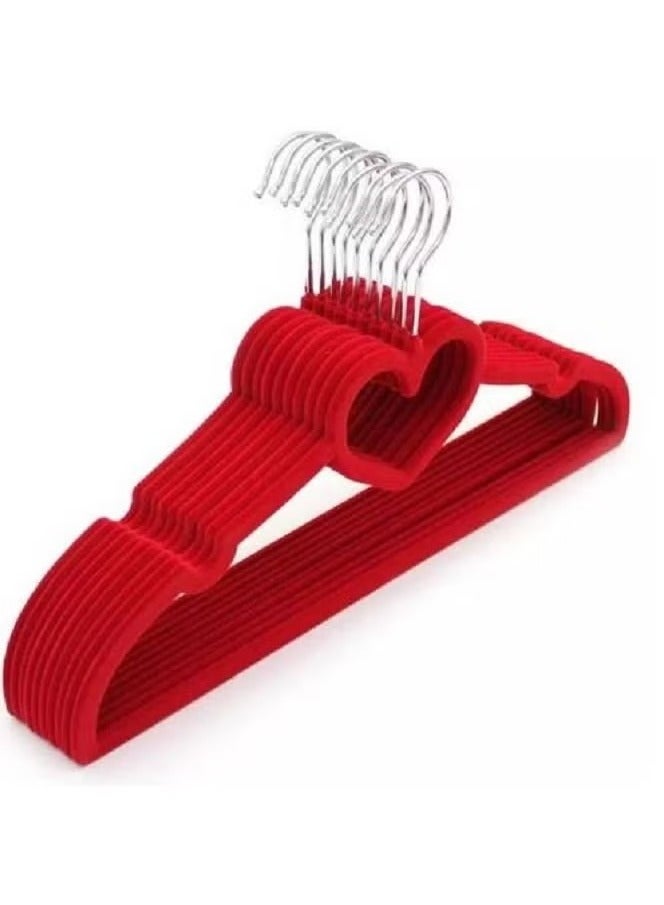10 Piece Set Heart Shape Velvet Clothes Hanger Flexible Strong Break-resistant Non-slip Luxury Clothes Hangers for Hanging Clothes - Image 4