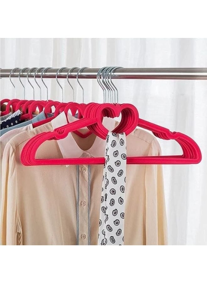 10 Piece Set Heart Shape Velvet Clothes Hanger Flexible Strong Break-resistant Non-slip Luxury Clothes Hangers for Hanging Clothes - Image 1