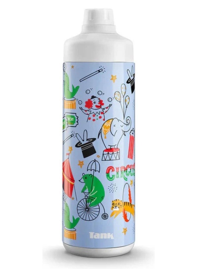 TANK Super Cool Mini Printed Bottle (Circus), 650ml – BPA Free, Insulated, Leakproof, Kids Water Bottle - Image 1