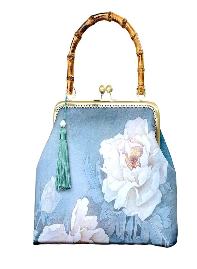 XINNI Women Chinese Classical Lotusflower Embroidery Purse Vintage Embroidery Clutch Handag with Tassel and Pendant Medium - Image 1