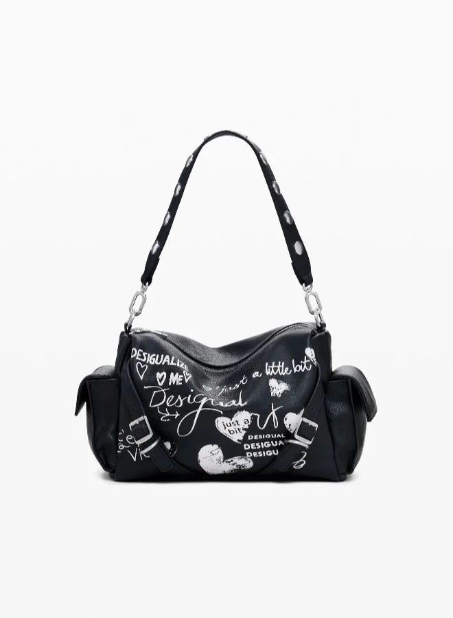 DESIGUAL Medium Faux Leather Bowling Bag With Letters