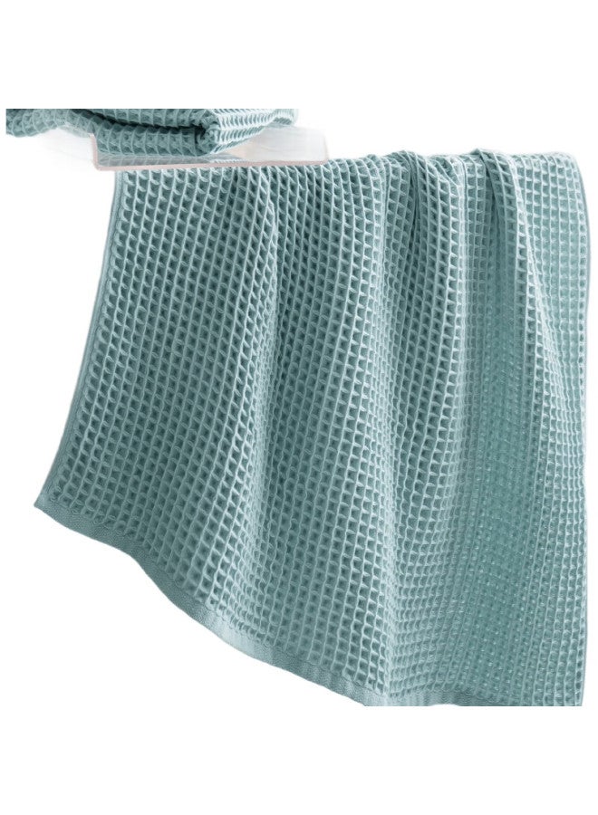 JD.com Jd Jingzao Lightweight Quick-Dry Waffle Bath Towel, Pure Cotton Class A Lint-Free Absorbent Bath Towel For Men And Women, Extra Large, Green - Image 3