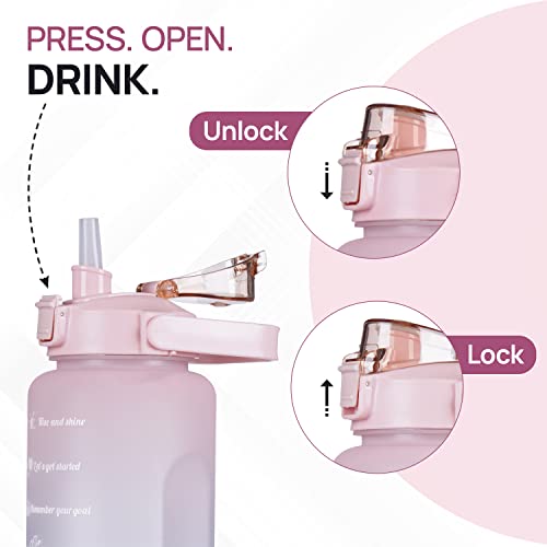 SKYTONE® Water Bottle For Office, Gym, Travel, Sports Leakproof 2 Liter Bottle With BPA-Free Plastic Included Silicone Pipe (Purple) (Pink) - Image 3