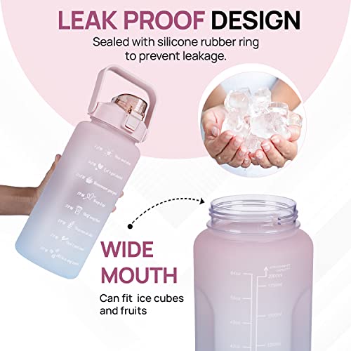 SKYTONE® Water Bottle For Office, Gym, Travel, Sports Leakproof 2 Liter Bottle With BPA-Free Plastic Included Silicone Pipe (Purple) (Pink) - Image 4