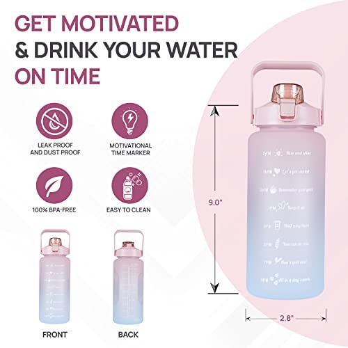 SKYTONE® Water Bottle For Office, Gym, Travel, Sports Leakproof 2 Liter Bottle With BPA-Free Plastic Included Silicone Pipe (Purple) (Pink) - Image 5