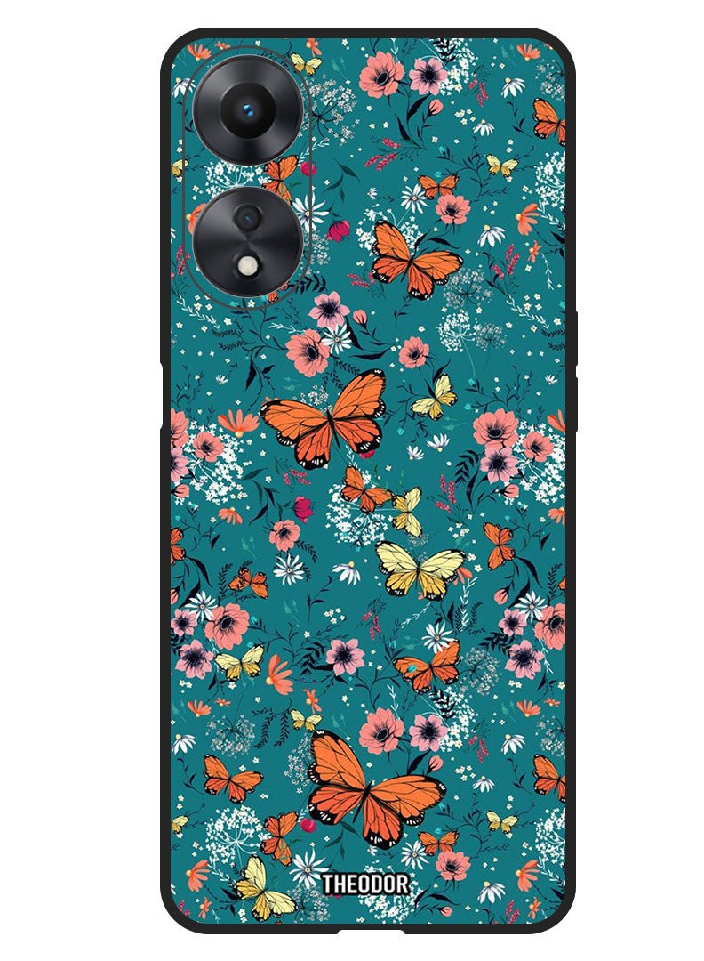 Theodor Protective Case Anti Scratch Shock Proof Bumper Cover For Oppo F23 5G Butterfly Flowers - Image 1