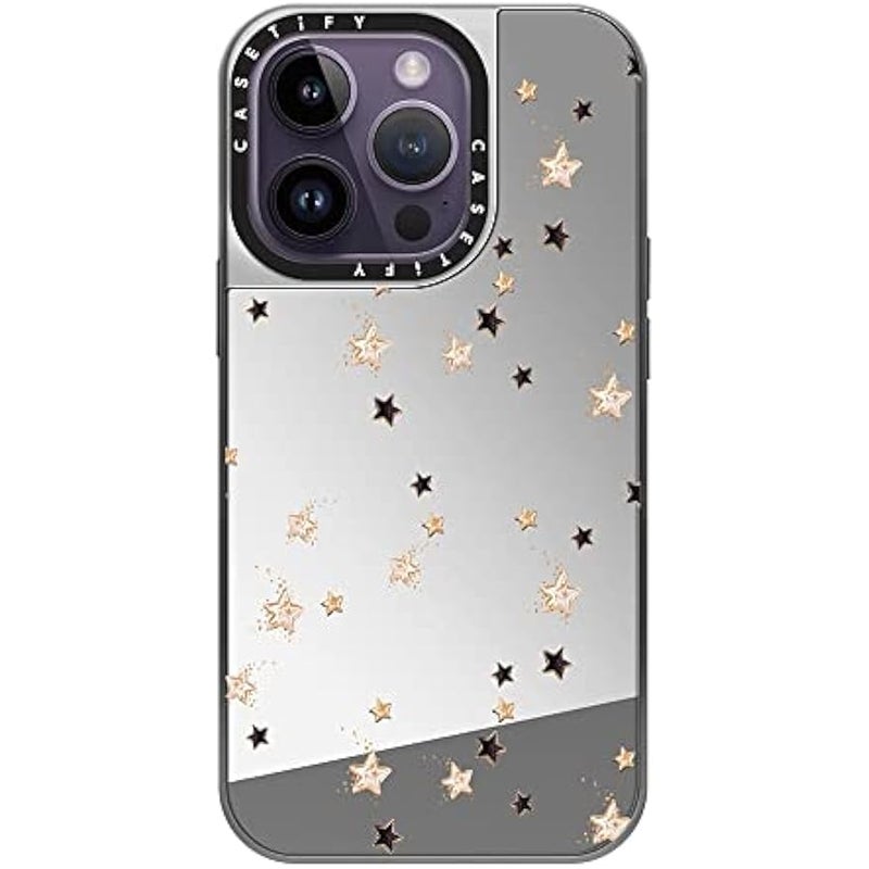 Casetify Mirror Case for iPhone 14 Pro Compatible with Magsafe - New Year Winter  Xmas Valentine Glam Fashion Girl Transparent African American Party Gift Champagne Moet - Silver on Silver - Image 1