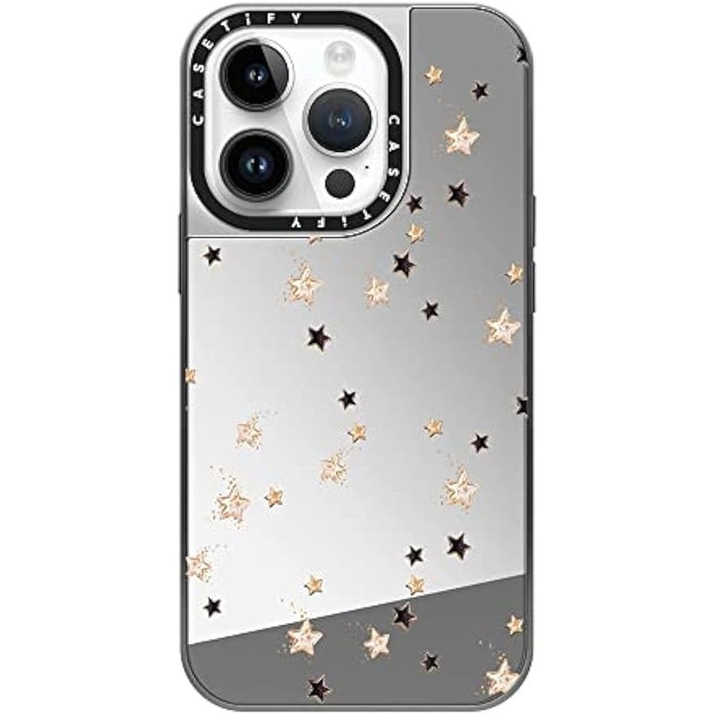 Casetify Mirror Case for iPhone 14 Pro Compatible with Magsafe - New Year Winter  Xmas Valentine Glam Fashion Girl Transparent African American Party Gift Champagne Moet - Silver on Silver - Image 2