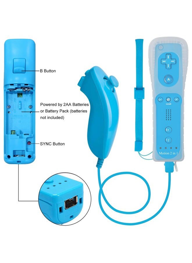ECRABONE ECRAB Wii Nunchuck Remote Controller 2 Pack with Motion Plus Compatible with Wii & Wii U Console | Wii Remote Controller with Shock Function (Black + Blue) - Image 3