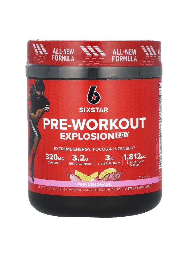 SIX STAR SIXSTAR, Pre-Workout Explosion 2.0, Pink Lemonade , 9.63 oz (273 g)  - Image 1