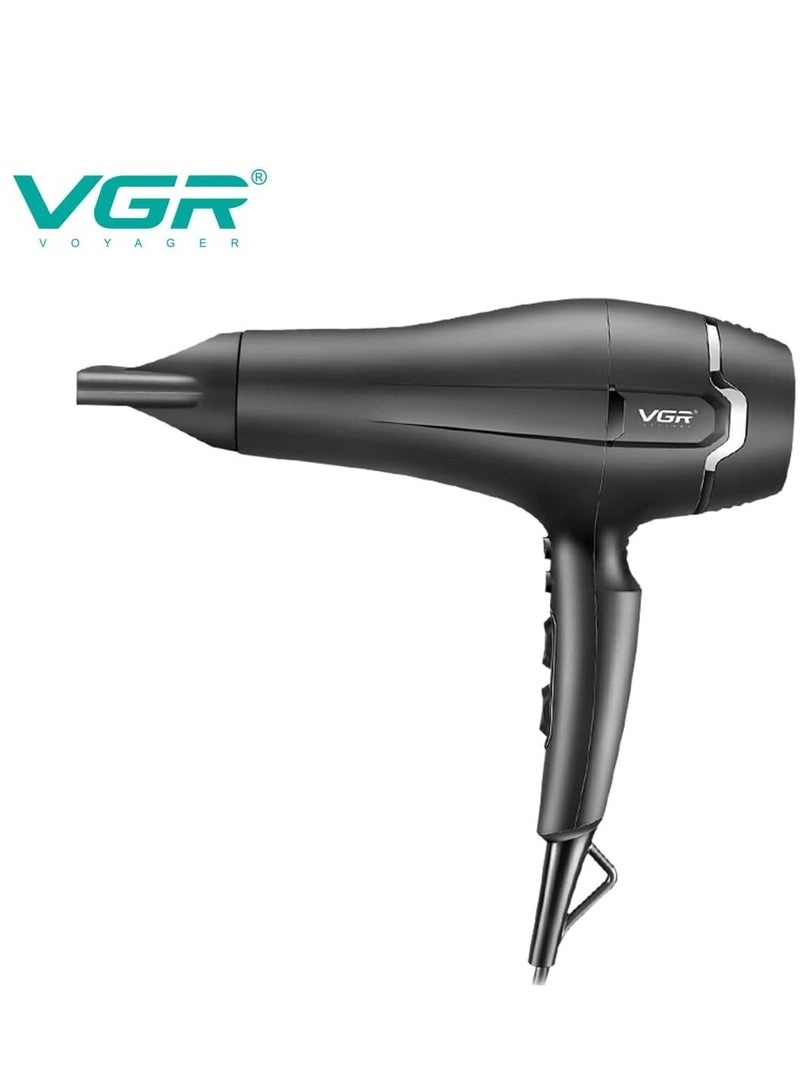 في جي آر Professional Hair Dryer V-450, 2000-2400W professional AC motor for strong and steady airflow, comes with 2 professional nozzles (air concentrator nozzle, styling comb) cold air function to fix the style after completion, multiple heat and speed settings to suit all hair types, ideal for daily, home or salon use black - Image 3