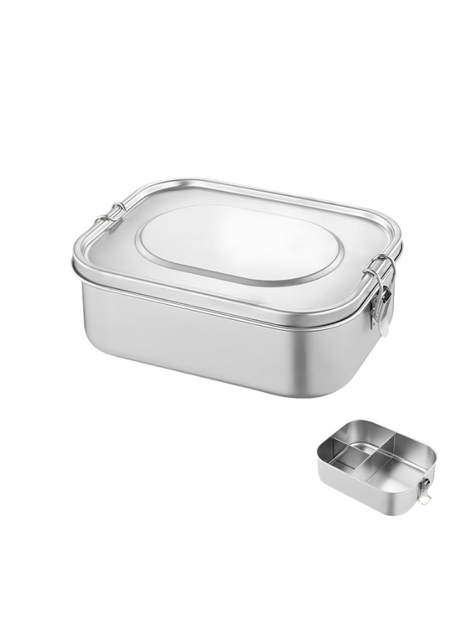 PEARL صندوق غداء مستطيل من الفولاذ المقاوم للصدأ للأطفال - 3 أقسام، سعة 1000 مل، مانع للتسرب، متين، سهل التنظيف، حاوية غداء مدرسية، PK0011 - Image 1