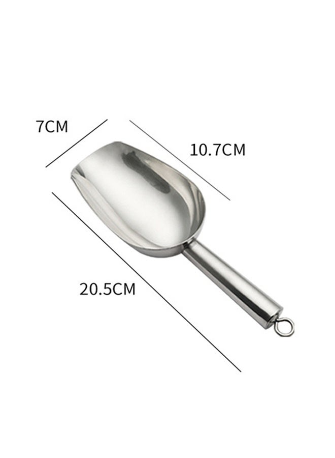 JS Stainless Steel Ice Scoop, Utility Metal Ice Scooper for Kitchen Freezer Bar Wedding Party, Multipurpose Small Scoop for Sugar/Flour/Pet Food/Popcorn/Dry Goods (Silver) - Image 5