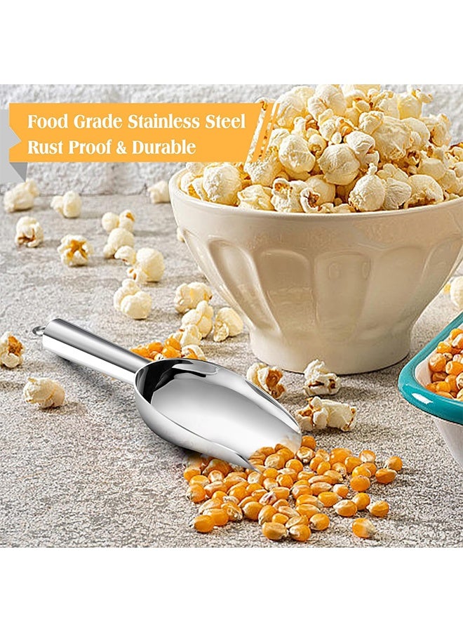 JS Stainless Steel Ice Scoop, Utility Metal Ice Scooper for Kitchen Freezer Bar Wedding Party, Multipurpose Small Scoop for Sugar/Flour/Pet Food/Popcorn/Dry Goods (Silver) - Image 3