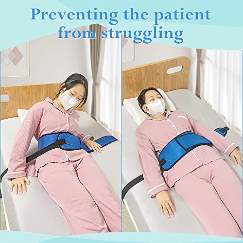KAVIL Medical Restraints for Bed Elderly Fall Prevention Devices Hospital Bed Restraints Dementia Patient Waist Control Belt Beds Guard Safety Belt for Seniors Medical Safety & Assisting Rails (Blue) - Image 4