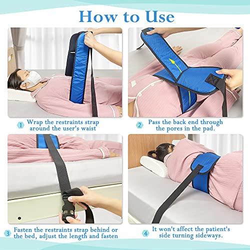KAVIL Medical Restraints for Bed Elderly Fall Prevention Devices Hospital Bed Restraints Dementia Patient Waist Control Belt Beds Guard Safety Belt for Seniors Medical Safety & Assisting Rails (Blue) - Image 5