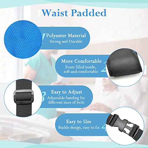 KAVIL Medical Restraints for Bed Elderly Fall Prevention Devices Hospital Bed Restraints Dementia Patient Waist Control Belt Beds Guard Safety Belt for Seniors Medical Safety & Assisting Rails (Blue) - Image 3