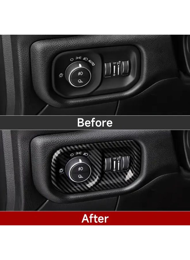 Carbon Fiber Headlight Switch Cover Trim Panel Set Black Left Hand Drive - Image 4
