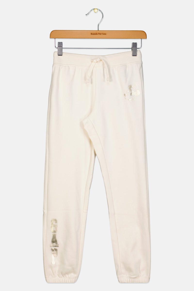 GAP Disney X Gap kids Girl Graphic Print Drawstring Sweatpants, Beige  - Image 1