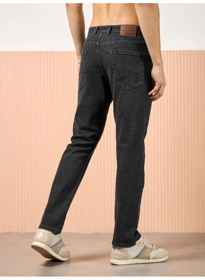 بيونغ جينز رجالي قطن لايكرا أسود عادي المقاس