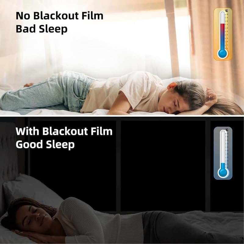 WALLMATE WALLMATE Total Blackout Window Film 100 Light Blocking Room Darkening Static Cling Easy Removal UV Prevention Treatment 12 Inches by 3 Feet WMTotal Blackout Film  - Image 5