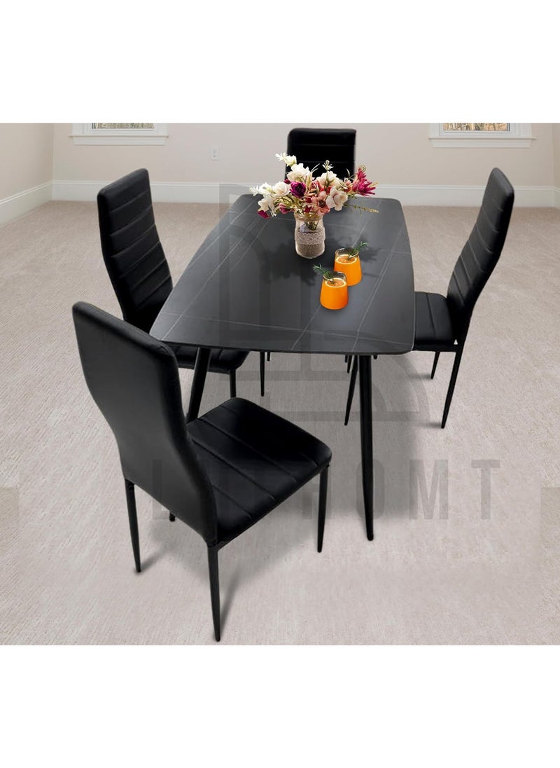 LHFHOMT - LHFHOMT - 5-Pieces Dining Sets, 1 Piece Rectangular Table With 1+4 Seater Modern Design Furniture for Home, Dining Room, Cafeteria - Image 1