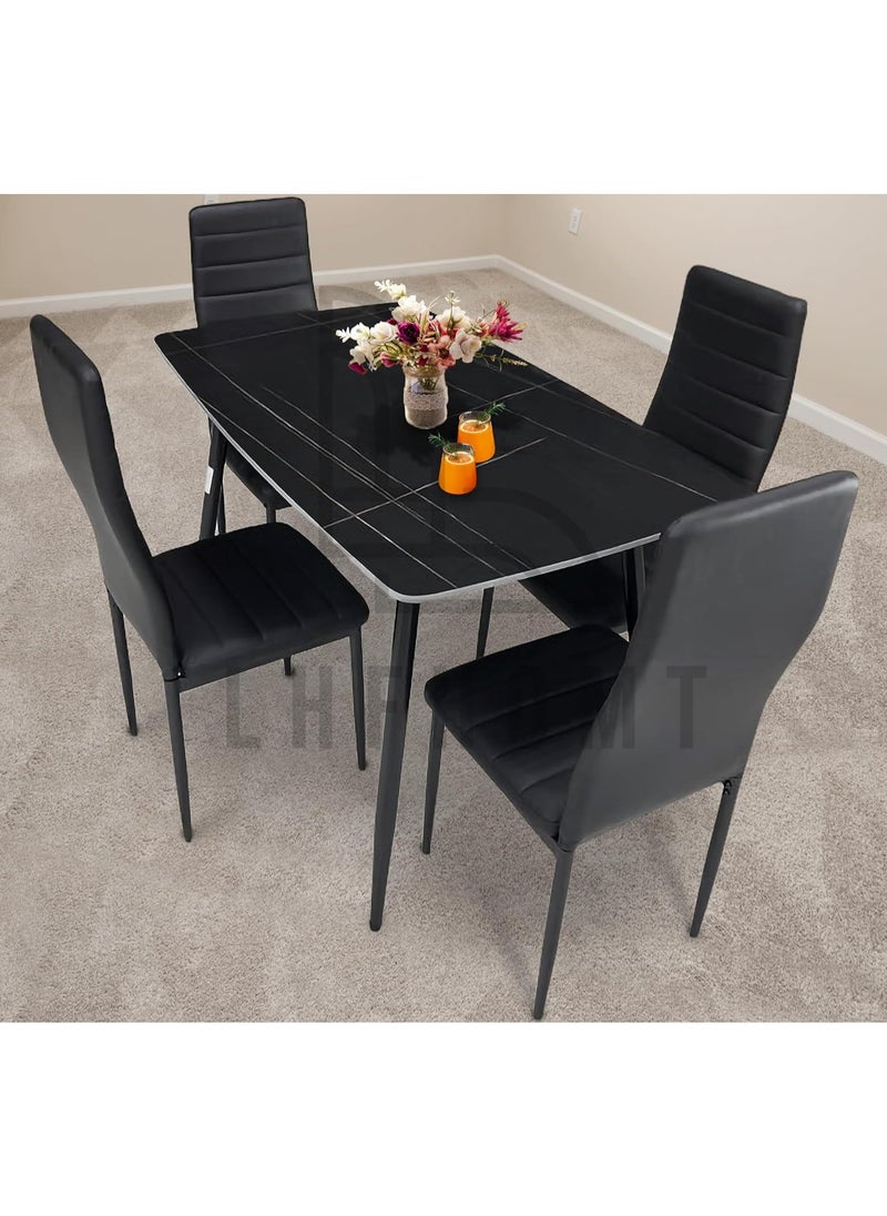 LHFHOMT - LHFHOMT - 5-Pieces Dining Sets, 1 Piece Rectangular Table With 1+4 Seater Modern Design Furniture for Home, Dining Room, Cafeteria - Image 1