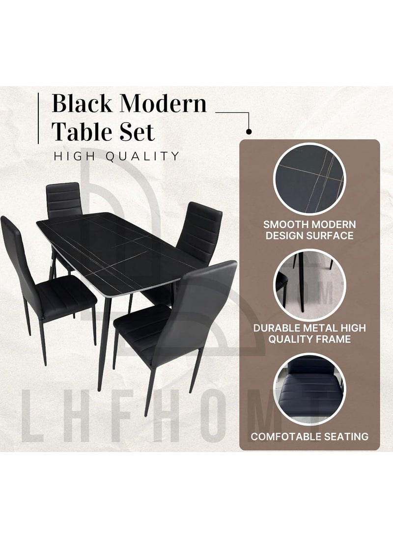 LHFHOMT - LHFHOMT - 5-Pieces Dining Sets, 1 Piece Rectangular Table With 1+4 Seater Modern Design Furniture for Home, Dining Room, Cafeteria - Image 1