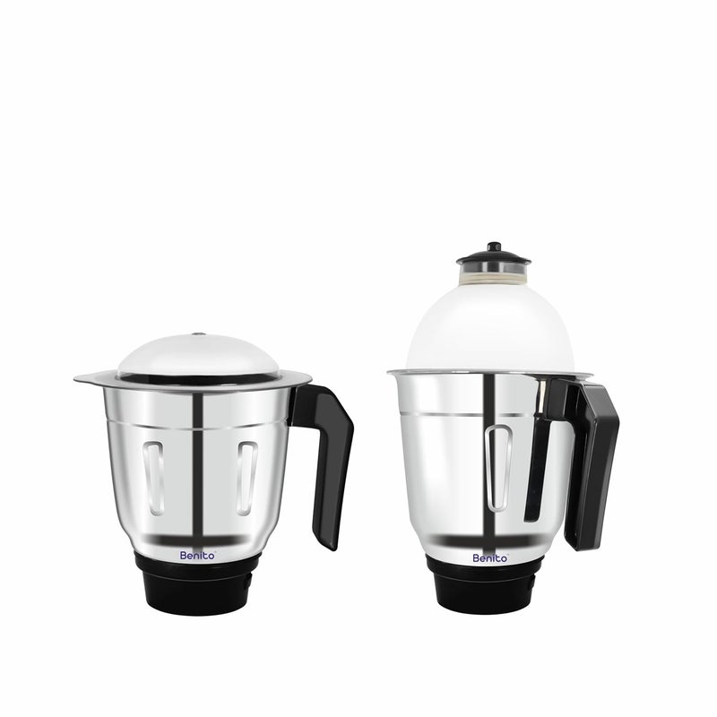 Benito ULTRA Heavy Quality Stainless Steel Combo Jar Set Dry Wet for Mixer Grinder Heavy Duty Aluminium Base with Lid Fitting 1500ml 1200ml Mixer Grinder Jar set Mixijar - Image 1