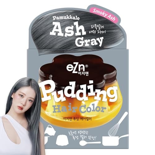 eZn Pudding Hair Dye, Ammonia-Free, Semi-Permanent DIY Korean Hair Dye Color with Keratin, Odorless Gentle for Sensitive Skin No Skin Irritation (Ash Gray) - Image 1