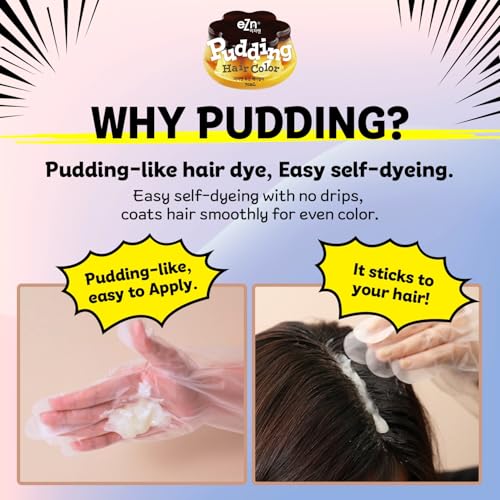 eZn Pudding Hair Dye, Ammonia-Free, Semi-Permanent DIY Korean Hair Dye Color with Keratin, Odorless Gentle for Sensitive Skin No Skin Irritation (Ash Gray) - Image 2