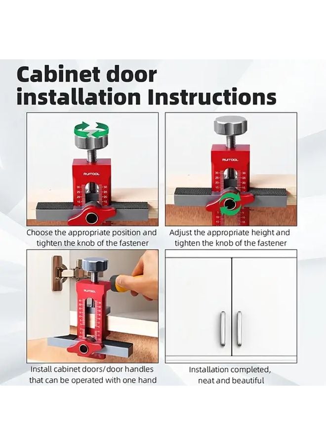 2 in 1 Cabinet Door Installation Positioner Push Latch Drilling Jig with Drill Bits B Set - Image 5