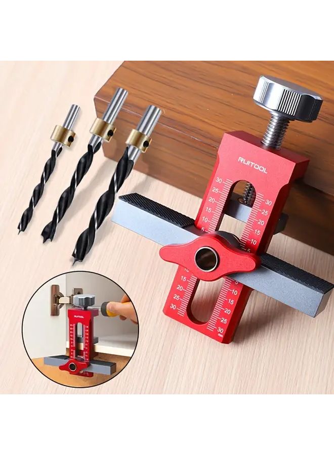 2 in 1 Cabinet Door Installation Positioner Push Latch Drilling Jig with Drill Bits B Set - Image 2