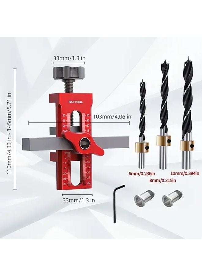 2 in 1 Cabinet Door Installation Positioner Push Latch Drilling Jig with Drill Bits B Set - Image 3