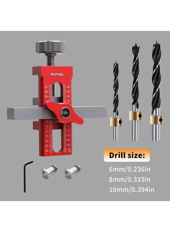 2 in 1 Cabinet Door Installation Positioner Push Latch Drilling Jig with Drill Bits B Set - Image 1