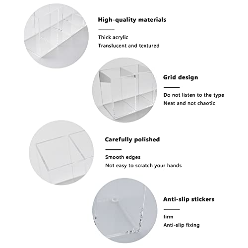 QPEY Extra Large Acrylic Pen Holder 4 Compartments,Clear Pen Holder Organizer Makeup Brush Holder for Office Desk Accessories,Cosmetic Brush Storage Box,Dorm,Bathroom,Kitchen (Clear) - Image 3