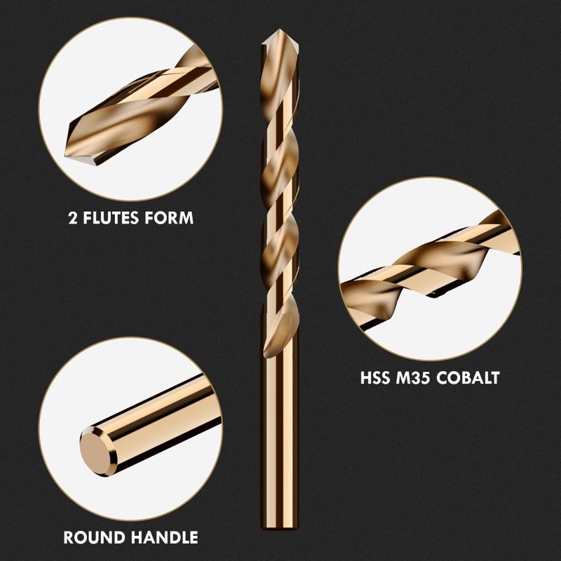 Macxcoip Metric 4Pcs M35 Cobalt Drill Bit Set  9Mm Hss Cobalt Jobber Drill Bits  For Hardened Metals  Stainless Steel  Cast Iron And Wooden Plastics - Image 3