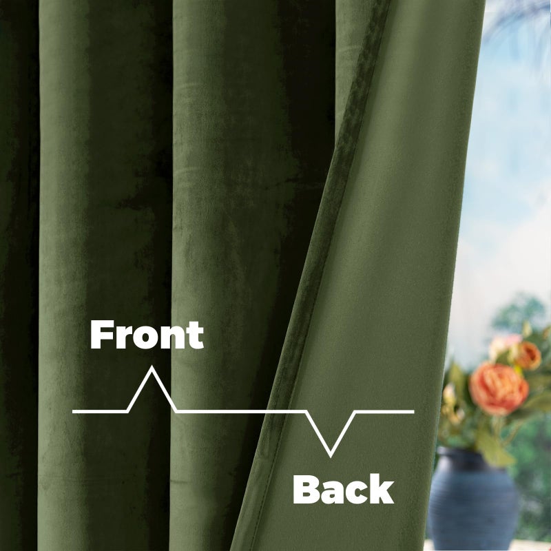 BGment Dark Green Velvet Curtains 84 Inches for Living Room, Super Soft Luxury Thermal Insulated Blackout Curtains & Drapes with Back Tab Rod Pocket for Bedroom, Set of 2 Panels, 52 x 84 Inch - Image 4