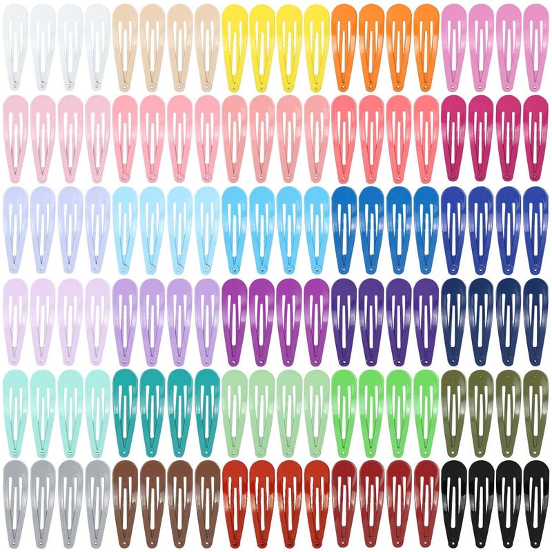 Cinaci 120 Pack in 30 Assorted Candy Color Antislip 2 DIY Metal Snap Hair Clips Barrettes Hair Accessories for Toddlers Kids Teens little Girls Women