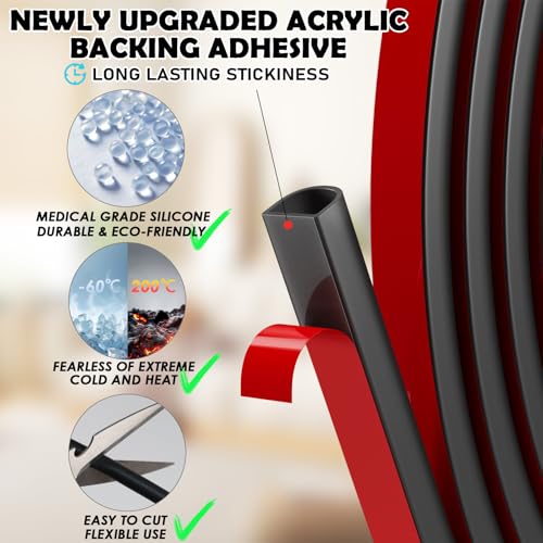 Bantie 20FT Weather Stripping Door Seal - Self Adhesive Weather Insulation Strip Weatherstripping Silicone D Shaped Seal Strip Door Frame Gap Filler/Window Soundproofing - Image 3