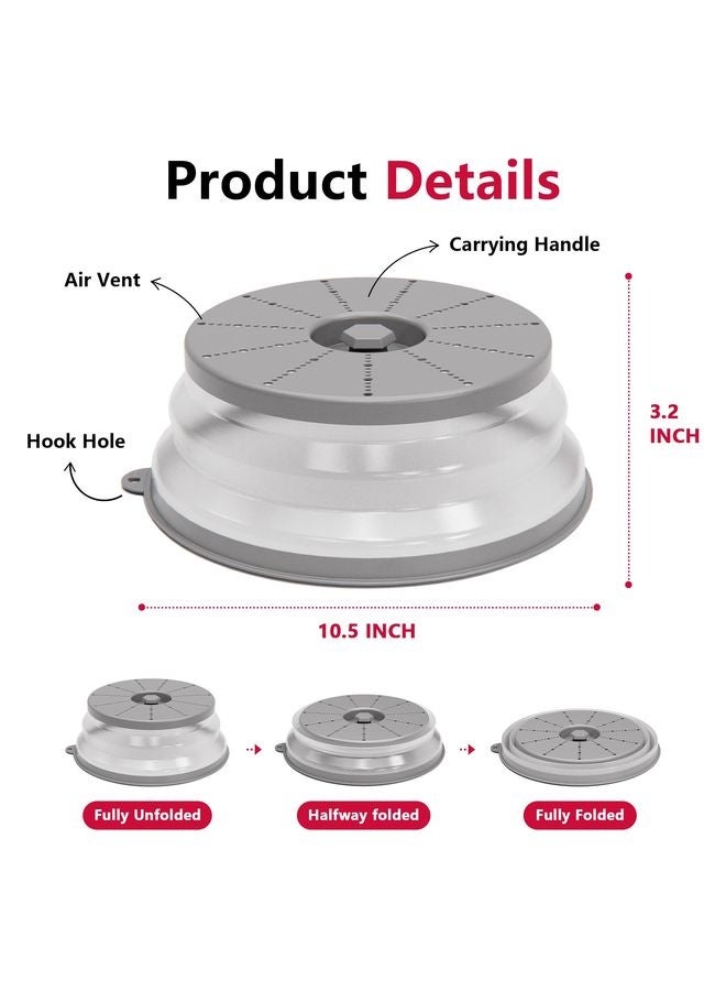 HOMESTAR Microwave Splatter Cover Vented for Food with Hook Hole, Splatter Guard & Colander Kitchen Gadget for Food, Meal Prep, Grey - Image 3