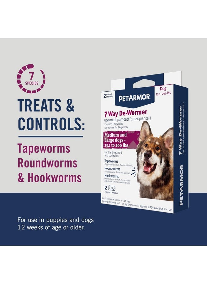 PetArmor 7 Way DeWormer For Dogs, Oral Treatment For Tapeworm, Roundworm & Hookworm In Large Dogs & Puppies (Over 25 Lbs), Worm Remover (Praziquantel & Pyrantel Pamoate), 2 Flavored Chewables  - Image 2