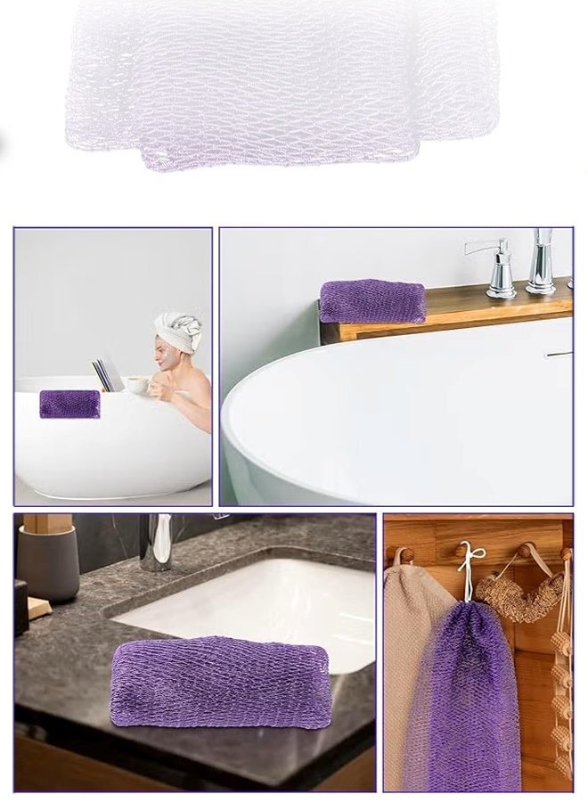 إسفنجة شبكية أفريقية، مقشر للجسم بمقابض، إسفنجة شبكية أفريقية فاخرة لتجربة استحمام فاخرة (بنفسجي) - Image 2