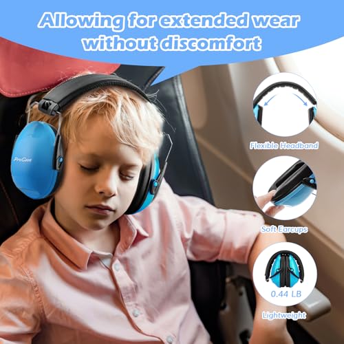 Procase سماعات إلغاء الضوضاء للأطفال، SNR 27dB واقيات أذن، حماية السمع لعرض الشاحنات، الحفلات، الألعاب النارية، الرماية، عرض الطائرات، احتياجات الحساسية للتوحد - أزرق - Image 5