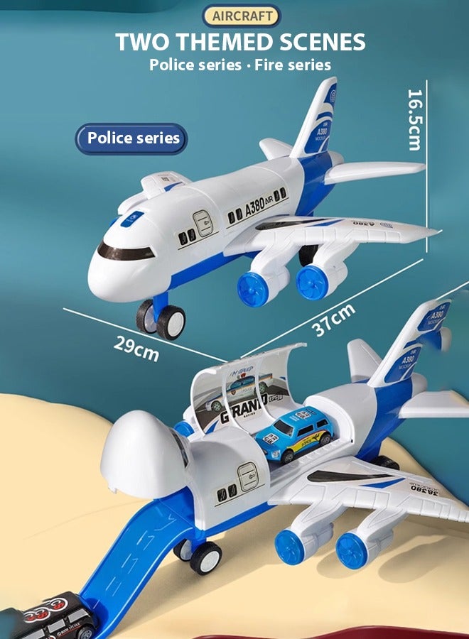 Racing track toy airplane toy, transformable storage slide airplane children's toy, children's toy airplane inertia track sliding storage simulation A380 airplane model, children's transport airplane toy airplane toy set 12 alloy car airplane toy sets 3+children's airplane toy set  - Image 2