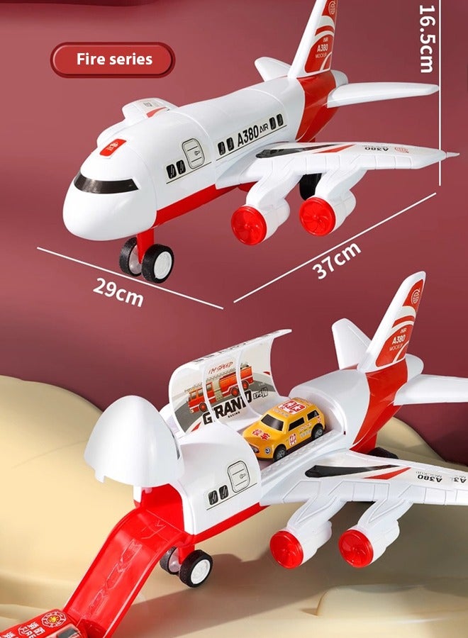 Racing track toy airplane toy, transformable storage slide airplane children's toy, children's toy airplane inertia track sliding storage simulation A380 airplane model, children's transport airplane toy airplane toy set 12 alloy car airplane toy sets 3+children's airplane toy set  - Image 3
