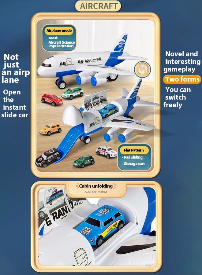 Racing track toy airplane toy, transformable storage slide airplane children's toy, children's toy airplane inertia track sliding storage simulation A380 airplane model, children's transport airplane toy airplane toy set 12 alloy car airplane toy sets 3+children's airplane toy set  - Image 4