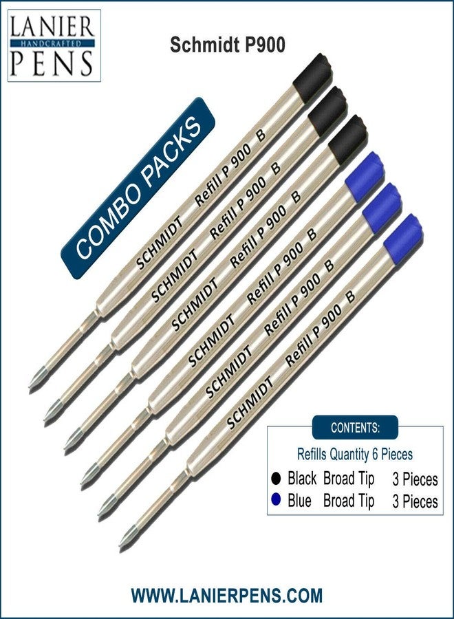 Lanier Pens Lanier Combo Pack - 6 Pack - Schmidt P900 B Parker Style Ballpoint Refill Black/Blue Ink Broad Tip (1.0mm) - Image 3