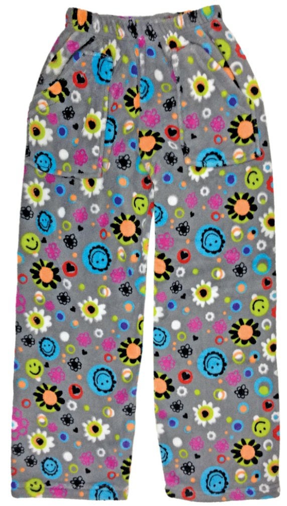 iscream Big Girls Heavyweight Plush Pants - Happy Daze, Small (6/8) - Image 1
